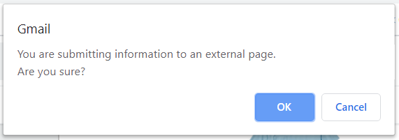 gmail warning when submitting forms embedded in email